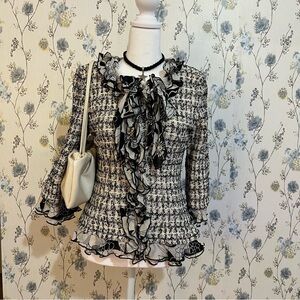Chic Black and White Tweed Jacket